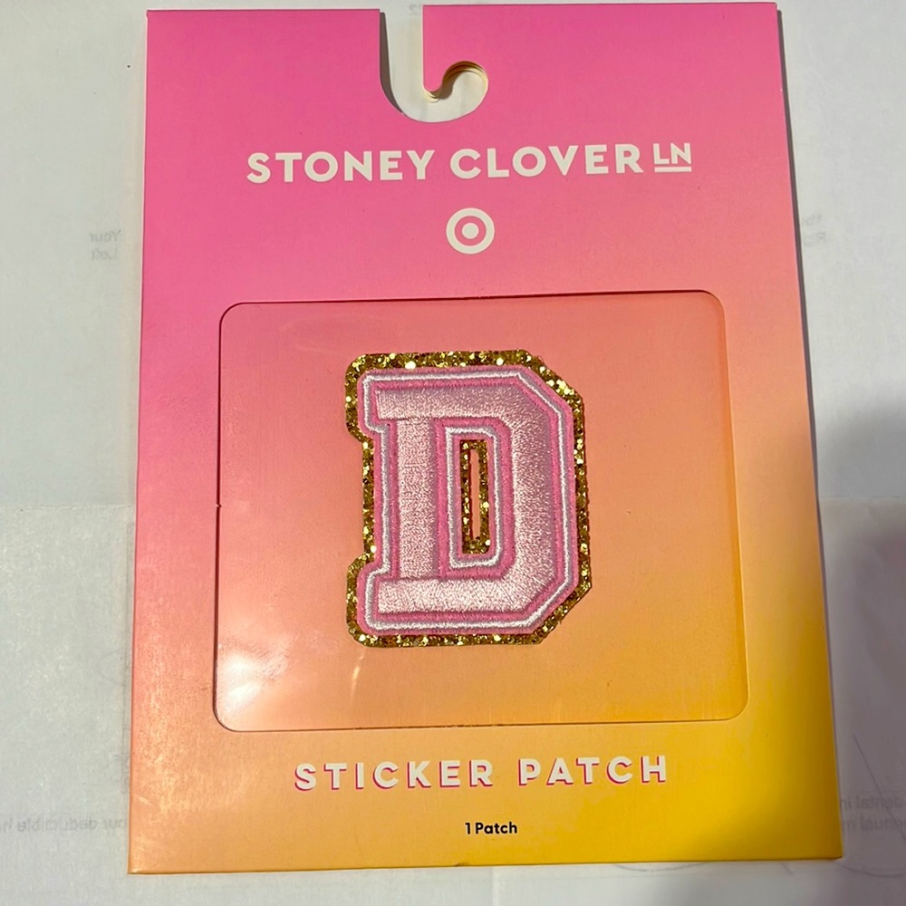 NWT Stoney clover lane pink letter D sticker patch